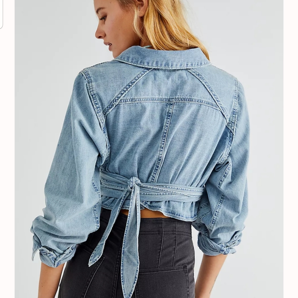 Free People Cream Wrap Top